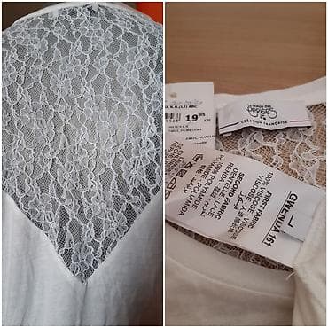 beli tech fleece: Bela ženska majica kratkih rukava sa čipkom – Le Temps des Cerises — 3