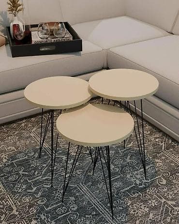 Postolja za stolove: Set od 3u1/klub stolića – moderni “nesting” dizajn - Okrugle ploče sa — 5