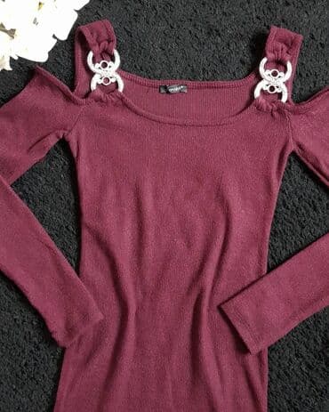 c a haljine 2022: Color - Burgundy, Long sleeves — 2