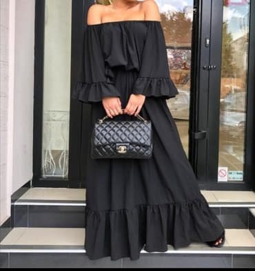 haljine od rebrastog pamuka: M (EU 38), color - Black, Other sleeves — 1