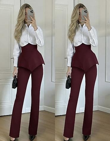 lanac za pantalone: 💫Dvodelni ženski komplet – košulja sa visokim strukom i pantalone — 1