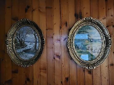 kutija za snalice: Set od četiri dekorativne zidne slike sa pejzažima, u bogato — 2