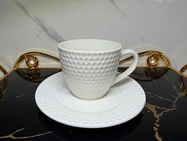 Home Decor: Porcelanske šolje sa tacnom – set pojedinačnih šolja u više reljefnih — 1