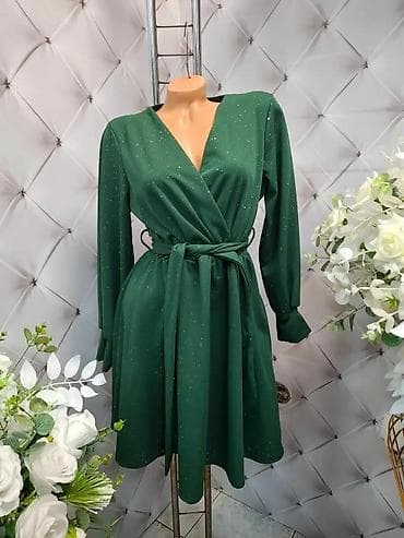 Elegantna ženska haljina s preklopom i pojasom - Kroj: preklop (wrap)