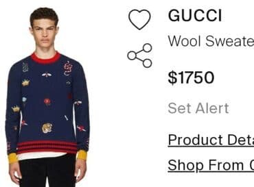 kačketi sa životinjama: Sweater, L (EU 52), Gucci, color - Light blue, Wool — 5