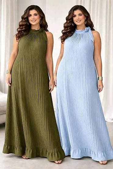 Haljine: Pliširane maxi haljine bez rukava - Model: duga, lepršava silueta do — 3