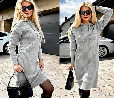 loreal sampon: Fa, Pleteni džemper-haljina s kapuljačom – model S135 - Kroj: ravna — 3