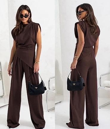 elegantni komplet: Ženski elegantni komplet – top bez rukava i široke pantalone - Kroj — 2