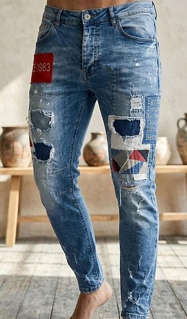 wrangler farmerke prodaja: Muške slim-fit farmerke sa patchwork i ripped detaljima - Materijal — 1