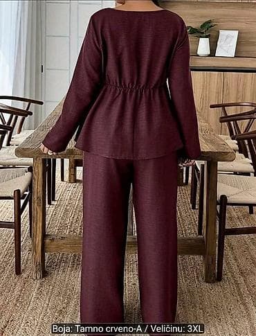nova torba: Dvoset – bluza i pantalone, boja: tamno crveno-A, veličina: 3XL - — 4