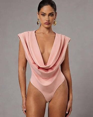 🔥Elegantni ženski bodi bez rukava sa dubokim drapiranim V dekolteom — 4