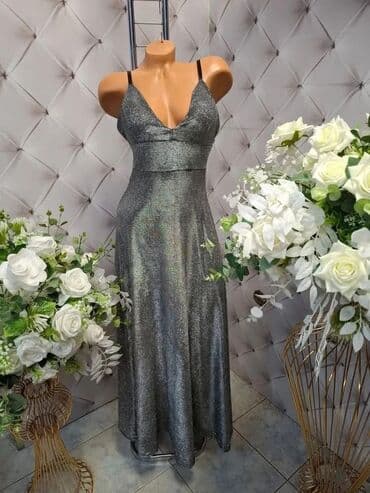 kraljevsko zelena haljina: One size, bоја - Srebrna, Večernji, maturski, Na bretele — 1