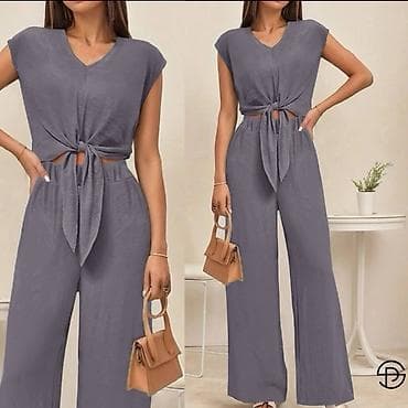 koncane pantalone: Ženski komplet – top i pantalone širokih nogavica S M L XL 2XL 3XL — 3