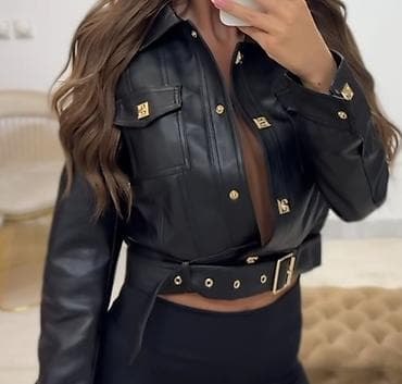 amc jakne: Ženska jakna od veštačke kože – crna. Univerzalna,odgovara za M i L — 1