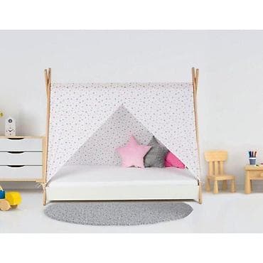 Krevet sa nadstrešnicom i dušekom 160×80 cm Tipi – beli - Model: Tipi