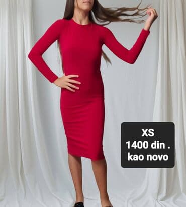 haljina od brokata: 0101 Brand XS (EU 34), bоја - Crvena, Večernji, maturski, Dugih rukava — 1