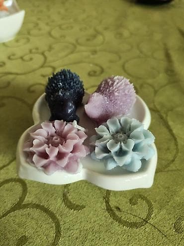 Ukrasne mini sveće – set na keramičkoj tacni - Set od 4 minijaturne