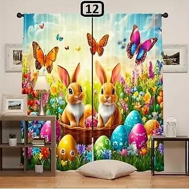 merdevine za trambolinu cena: Uskršnje dekorativne zavese – set od 2 panela - Motiv: veseli — 5