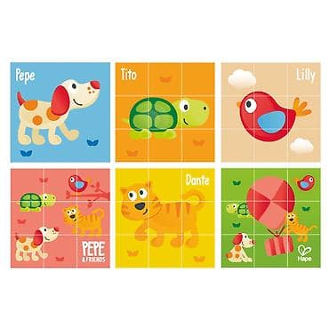 pepko cebad: Hape drvene kocke – PEPE & FRIENDS slagalica sa 6 slika Šifra — 1