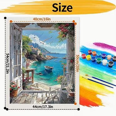Novo. Bojenje po brojevima - Pogled na more Veličina 40x50cm na lalafo.rs Novo. Bojenje po brojevima - Pogled na more Veličina 40x50cm
