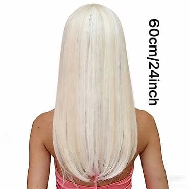 mona obuca vranje: Plava perika sa šiškama – duga ravna - Dužina: 60 cm (24 inča) – — 3