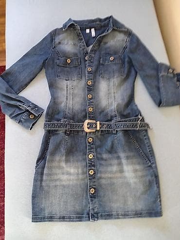 terrex cizme: Ženska teksas haljina košulja-kroja - Materijal: klasični plavi denim — 2