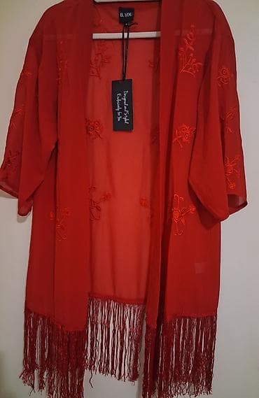 kapa original: Crveni kimono/pončo sa resama – B.YOU - Boja: intenzivno crvena - — 1