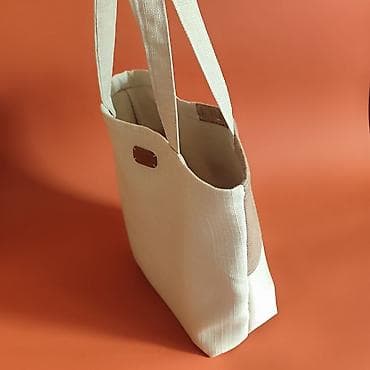 torbe od platna: Ručno šivena tote torba – patchwork dizajn u bež i braon tonovima - — 5