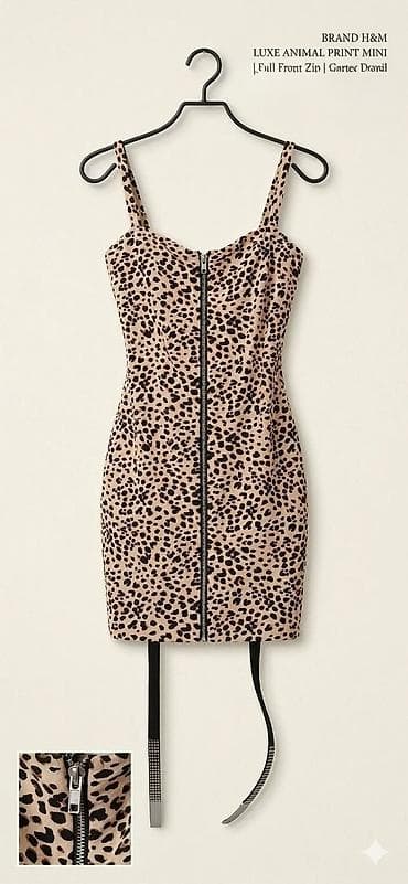 mali kofer za rucni prtljag: H&M mini haljina sa animal printom (leopard). Model na bretele — 1