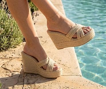 Ženske platforme sa punom petom – pleteni espadrile klompe - Dizajn