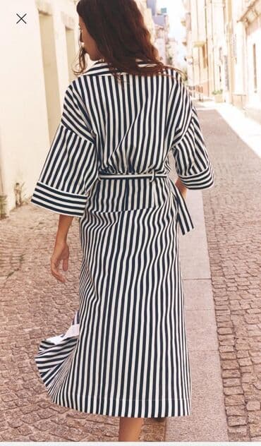 dugacke haljine svecane: Zara S (EU 36), bоја - Bela, Oversize, Kratkih rukava — 3