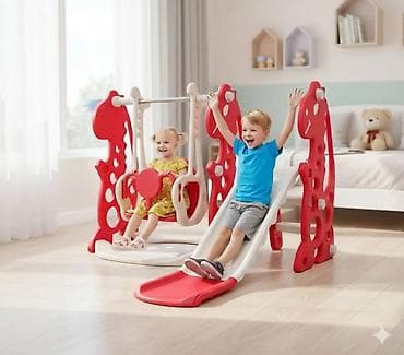 karike za kosilice: Dečiji set za igru 3-u-1: tobogan + ljuljaška + mini koš - — 3