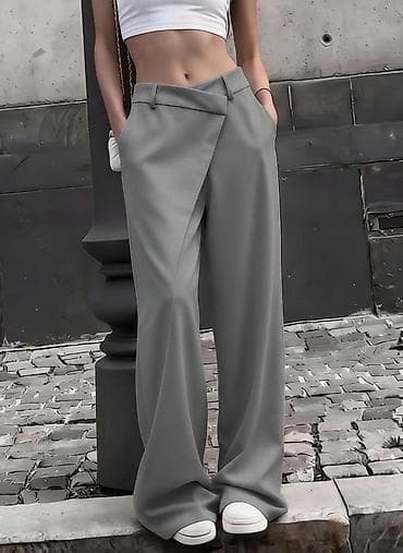 teget baletanke: Ženske široke pantalone sa asimetričnim preklopom Pantalone: 2500 — 2