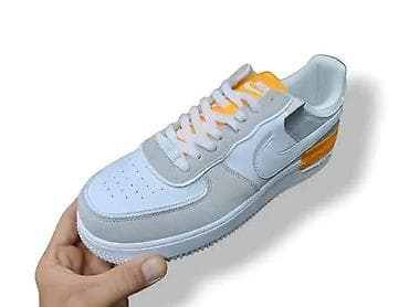 calvin klein patike bele: Nike Air Force 1 Low – bele patike sa sivim panelima i narandžastim — 2