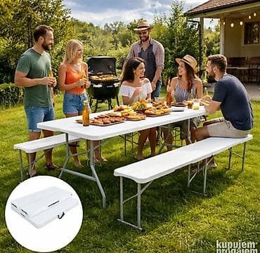 Sklopivi pivski set – sto + 2 klupe/ Prenosiv Praktičan i kvalitetan
