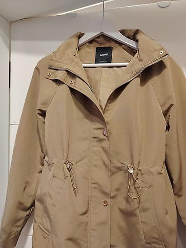 parka s: Ženska parka/jakna sa kapuljačom – karamel/bež boja - Kroj do kolena — 9