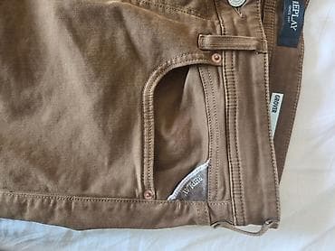 replay cargo pantalone: Replay muške pantalone u braon boji, klasičnog jeans/chino kroja — 4