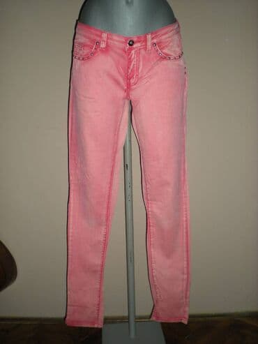 svecane pantalone i tunike: ROZE FARMERKE SA NITNAMA Prelepe tanke farmerke, mestimično — 1