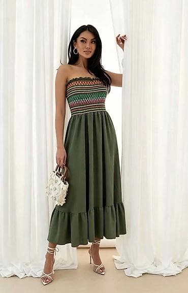 haljine od frotira: Haljina maxi haljina top bez bretela sarena. Kroj: gornji deo — 2