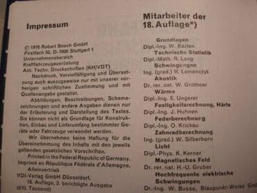 5 knjiga za 999: Knjiga: Kraftfahr-Technisches Taschenbuch Bosch 18. Auflage von 1976 — 2