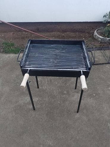 Roštilj na ćumur sa rešetkom od punog čelika - Pravougaoni plitki