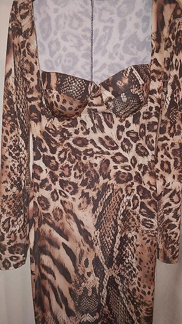 planika ugg cizme: Ženska haljina sa animal printom S do L - Duga, pripijena silueta — 2