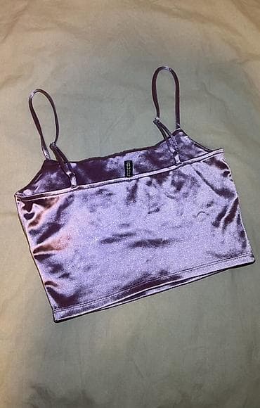 haljine sečene ispod grudi: H&M Divided top na bretele od satenskog materijala u ljubičastoj — 3