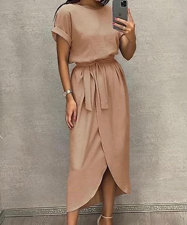 haljine crtezi: Midi haljina sa pojasom i preklopom Univerzalna veličina - Kroj — 1