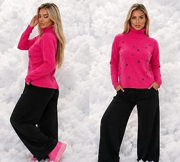 tiffany rolke: Ženski rolka-džemper u fuksija roze boji sa sitnim crnim tačkicama — 4