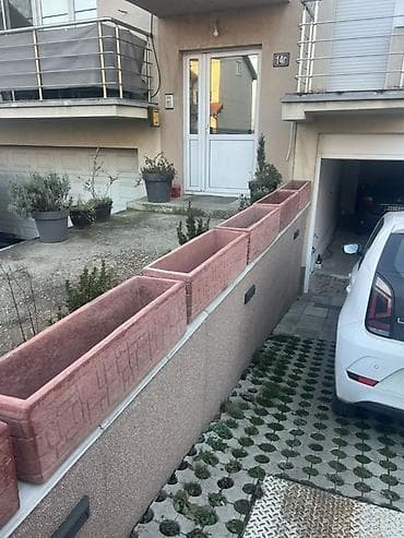 selaginella cvece: Velike pravougaone žardinjere za eksterijer - Materijal: beton/teraco — 1