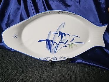 etericna ulja za svece: Porcelanski nov,vintaz tanjir za ribu. Tanjir za ribu sve na njemu — 1