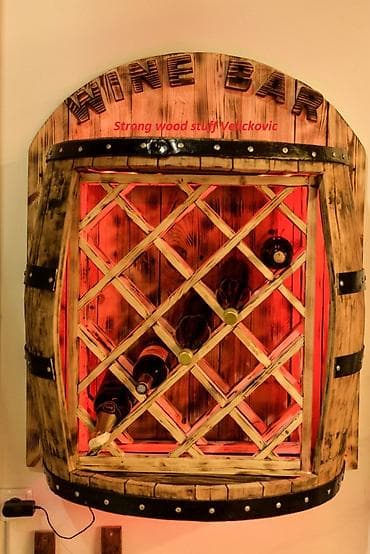 polica za tv: Bure polica za vino svetleća 75x43x90 cm Ručne izrade /handmade — 3