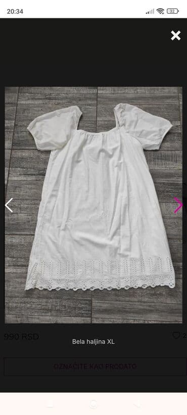Women's Clothing: Bela haljina – veličina XL - Kroj: ravna, ležerna silueta sa — 5
