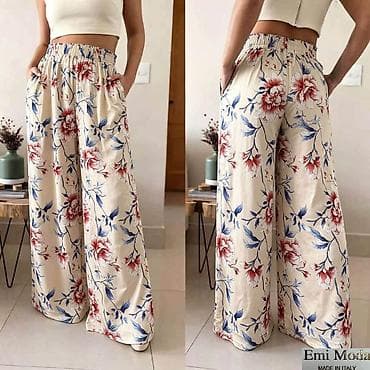 tople pantalone: Ženske široke pantalone sa printom – Emi Moda, Made in Italy - Kroj — 4